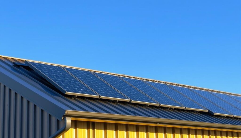 solar panels on metal roof