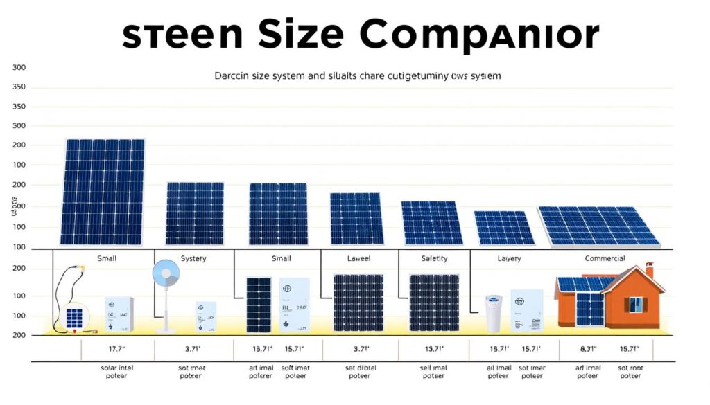 A comprehensive system size comparison chart, showcasing the diverse solar panel configurations suitable for Pensacola homes. Vibrant colors, precise measurements, and a clean, minimalist design create a visually striking and informative illustration. The chart features a range of system sizes, from small residential setups to larger commercial installations, all watermarked with the MSM Solar LLC brand. Crisp, high-resolution photography and soft, diffused lighting enhance the technical details, allowing viewers to easily grasp the scale and capacity of each system. The overall atmosphere conveys a sense of authority and expertise, guiding homeowners in Pensacola towards the optimal solar solution for their needs. A comprehensive system size comparison chart, showcasing the diverse solar panel configurations suitable for Pensacola homes. Vibrant colors, precise measurements, and a clean, minimalist design create a visually striking and informative illustration. The chart features a range of system sizes, from small residential setups to larger commercial installations, all watermarked with the MSM Solar LLC brand. Crisp, high-resolution photography and soft, diffused lighting enhance the technical details, allowing viewers to easily grasp the scale and capacity of each system. The overall atmosphere conveys a sense of authority and expertise, guiding homeowners in Pensacola towards the optimal solar solution for their needs.
