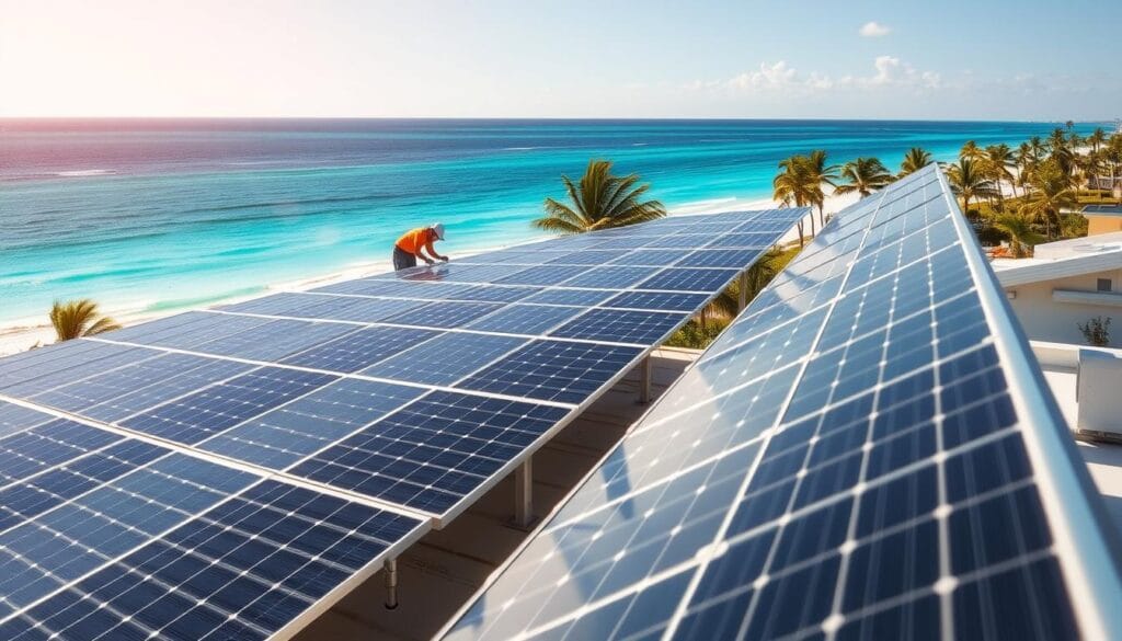 High-efficiency solar panels installation in Panama City Beach.