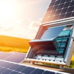 A detailed cutaway view of a modern MSM Solar LLC solar panel technology, showcasing its internal components and construction. The panel sits against a backdrop of a bright, cloudless sky, allowing the sunlight to illuminate the intricate workings. The foreground features a cross-section revealing the layered structure, including the photovoltaic cells, conductive metal wiring, protective glass, and sturdy aluminum frame. The middle ground shows the panel's sleek, angular design and efficient heat dissipation features. The background depicts a serene, rural landscape, emphasizing the panel's harmonious integration with the environment. The overall tone is one of technical sophistication and environmental sustainability.