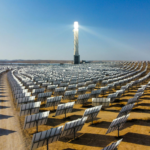Vast array of solar panels at Ashalim Solar Plant in Israel's Negev Desert, showcasing clean energy.