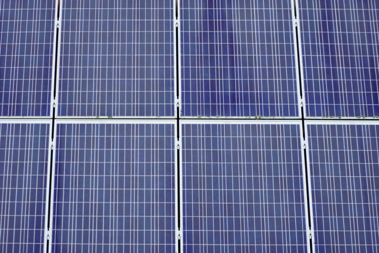 Detailed view of solar panels showcasing renewable energy technology.