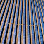 Drone shot of solar panels in Castalia, NC, showcasing renewable energy infrastructure.