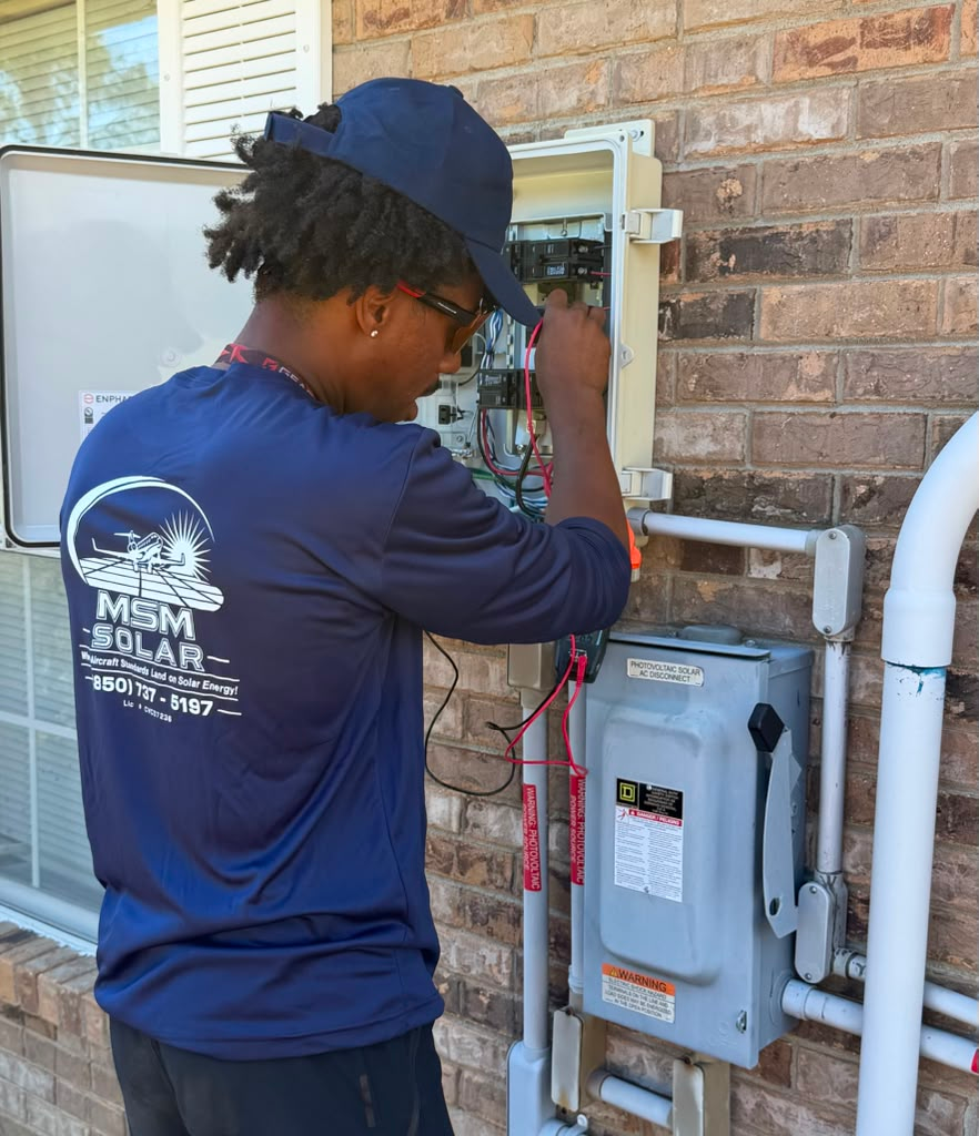 MSM Solar technician diagnosing a solar system on a service call